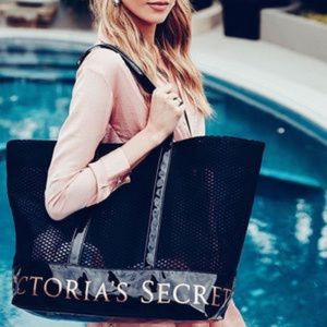 NWT Victoria's Secret Black Mesh Weekender Tote